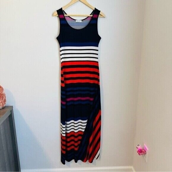 Calvin Klein Striped Maxi Dress Size 4 - Picture 2 of 8